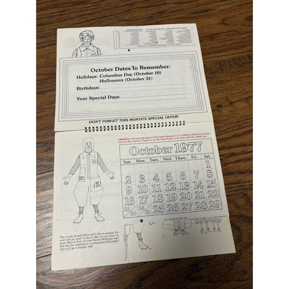 McDonalds 1976 Bicentennial Coloring Calendar (VF+)